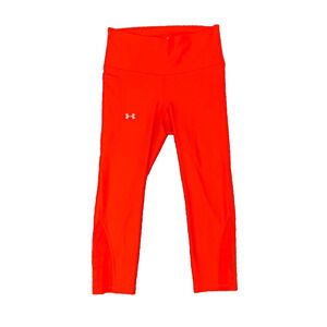 Under Armour Capri Womens S Small Neon Orange HeatGear No Slip Waistband Yoga